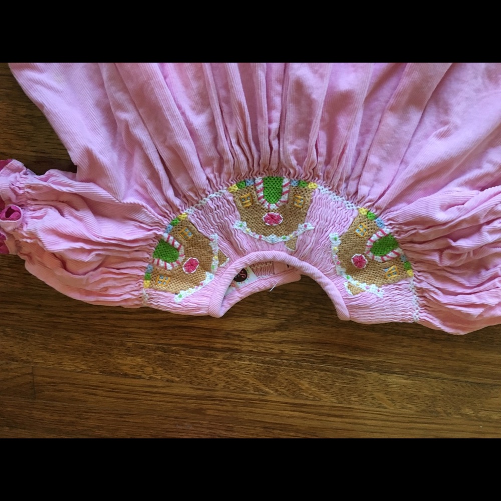 Precious gingerbread smocked corduroy dress